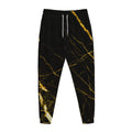 Black Gold Scratch Marble Print Jogger Pants
