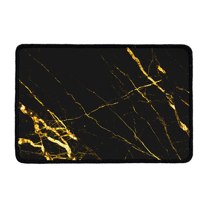 Black Gold Scratch Marble Print Kitchen Mat