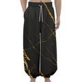 Black Gold Scratch Marble Print Lantern Pants