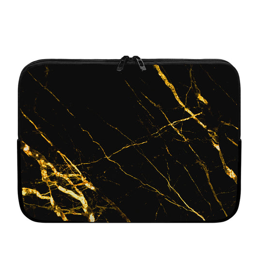 Black Gold Scratch Marble Print Laptop Sleeve