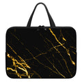 Black Gold Scratch Marble Print Laptop Sleeve With Handle
