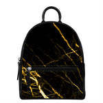 Black Gold Scratch Marble Print Leather Backpack