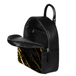 Black Gold Scratch Marble Print Leather Backpack