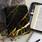 Black Gold Scratch Marble Print Leather Bible Cover