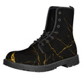 Black Gold Scratch Marble Print Lace-Up Boots