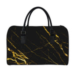 Black Gold Scratch Marble Print Leather Duffle Bag