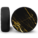 Black Gold Scratch Marble Print Leather Spare Tire Cover