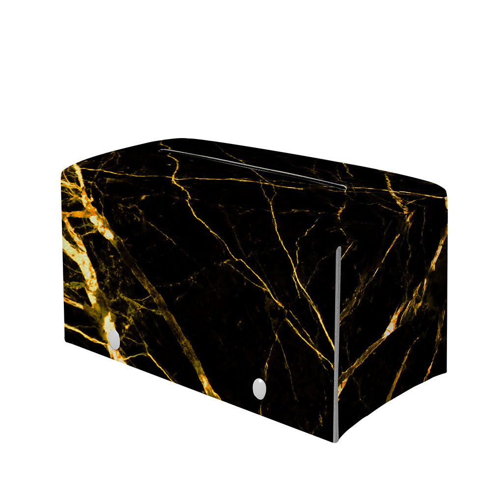 Black Gold Scratch Marble Print Leather Tissue Box Cover