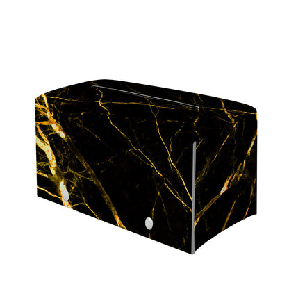 Black Gold Scratch Marble Print Leather Tissue Box Cover