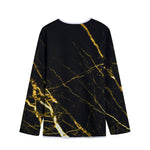 Black Gold Scratch Marble Print Long Sleeve Short Coat