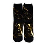 Black Gold Scratch Marble Print Long Socks