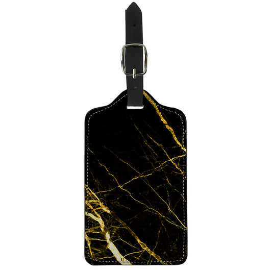 Black Gold Scratch Marble Print Luggage Tag