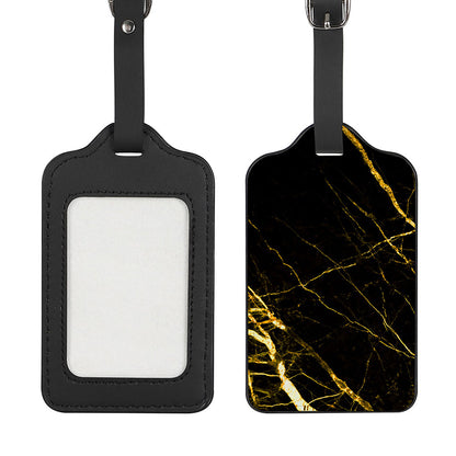 Black Gold Scratch Marble Print Luggage Tag