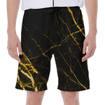 Black Gold Scratch Marble Print Men's Beach Shorts