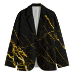 Black Gold Scratch Marble Print Men's Blazer