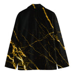 Black Gold Scratch Marble Print Men's Blazer