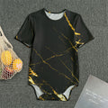 Black Gold Scratch Marble Print Men's Bodysuit