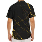 Black Gold Scratch Marble Print Men's Deep V-Neck Shirt