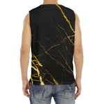 Black Gold Scratch Marble Print Men's Fitness Tank Top