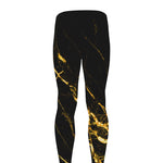 Black Gold Scratch Marble Print Men's leggings