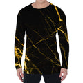 Black Gold Scratch Marble Print Men's Long Sleeve T-Shirt