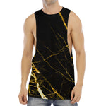 Black Gold Scratch Marble Print Men's Muscle Tank Top