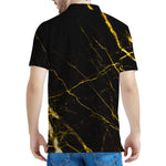 Black Gold Scratch Marble Print Men's Polo Shirt