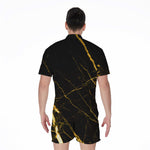 Black Gold Scratch Marble Print Men's Rompers