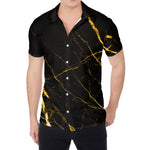 Black Gold Scratch Marble Print Men's Shirt