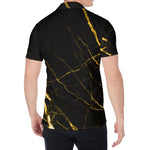 Black Gold Scratch Marble Print Men's Shirt