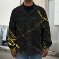 Black Gold Scratch Marble Print Men's Shirt Jacket