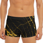 Black Gold Scratch Marble Print Men's Short Boxer Briefs