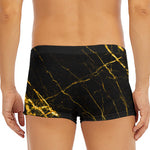 Black Gold Scratch Marble Print Men's Short Boxer Briefs