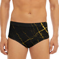 Black Gold Scratch Marble Print Men's Triangle Swim Briefs
