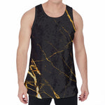 Black Gold Scratch Marble Print Men's Velvet Tank Top