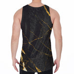 Black Gold Scratch Marble Print Men's Velvet Tank Top