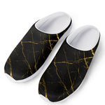 Black Gold Scratch Marble Print Mesh Casual Shoes