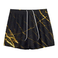 Black Gold Scratch Marble Print Mesh Shorts
