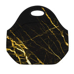 Black Gold Scratch Marble Print Neoprene Lunch Bag