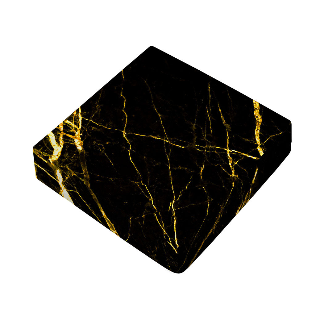 Black Gold Scratch Marble Print Outdoor Seat Cushion Cover