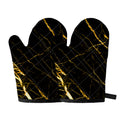 Black Gold Scratch Marble Print Oven Mitts