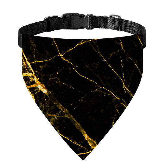 Black Gold Scratch Marble Print Over The Collar Dog Bandana