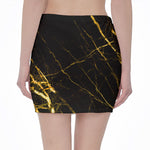 Black Gold Scratch Marble Print Pencil Mini Skirt