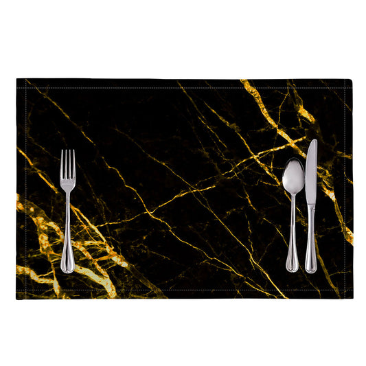Black Gold Scratch Marble Print Placemat