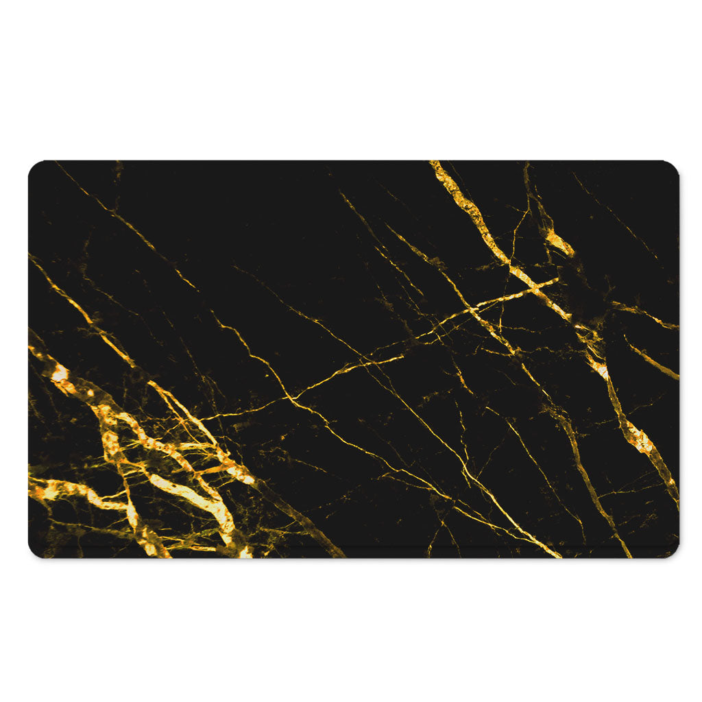 Black Gold Scratch Marble Print Polyester Doormat