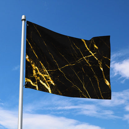 Black Gold Scratch Marble Print Polyester Flag