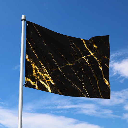 Black Gold Scratch Marble Print Polyester Flag