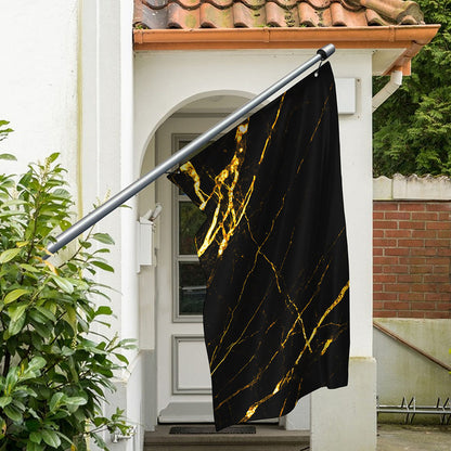 Black Gold Scratch Marble Print Polyester Flag