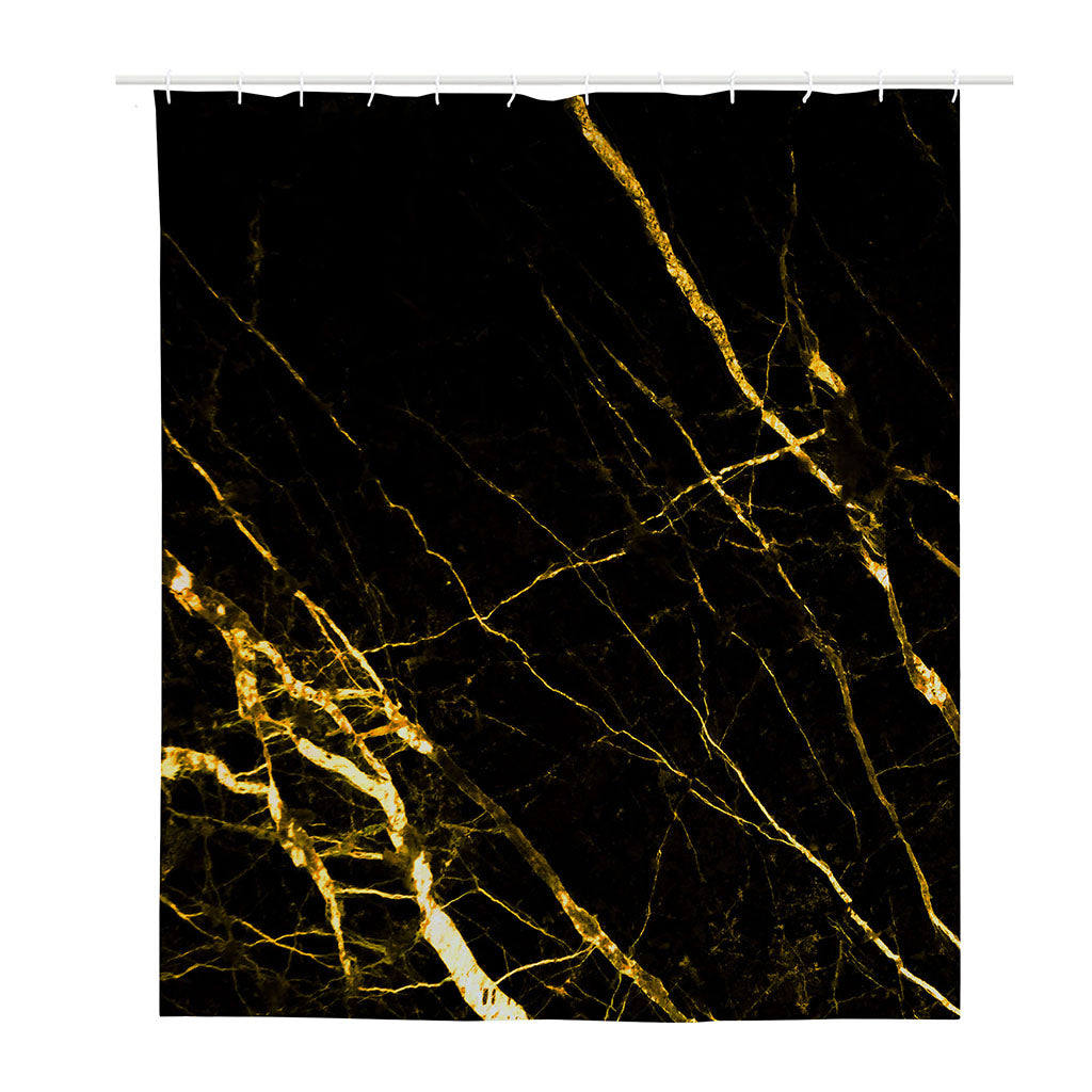 Black Gold Scratch Marble Print Polyester Shower Curtain