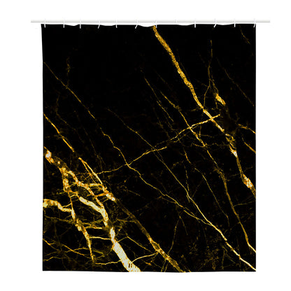 Black Gold Scratch Marble Print Polyester Shower Curtain